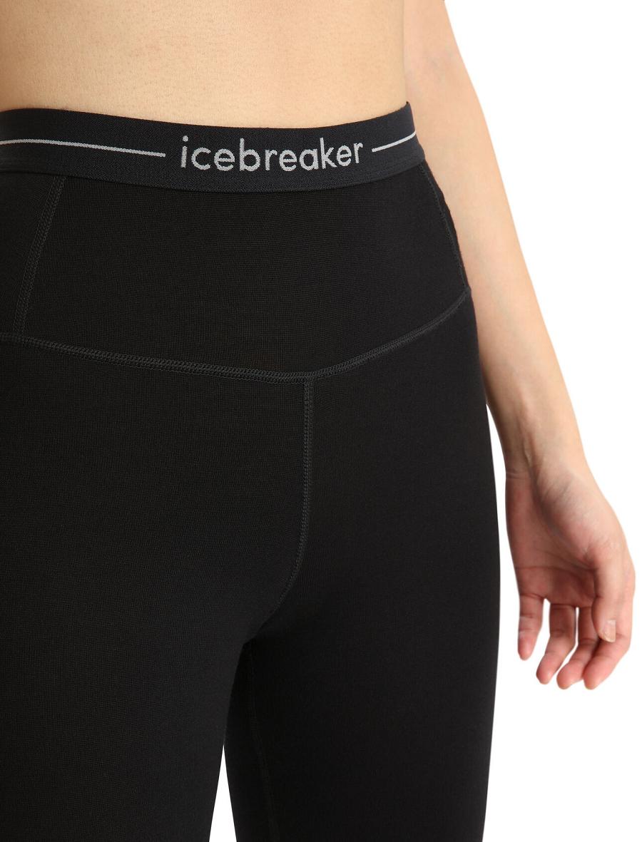 Icebreaker Merino 260 Tech High Rise Leggings Naisten Base Layers Mustat | FI 1852EBCX